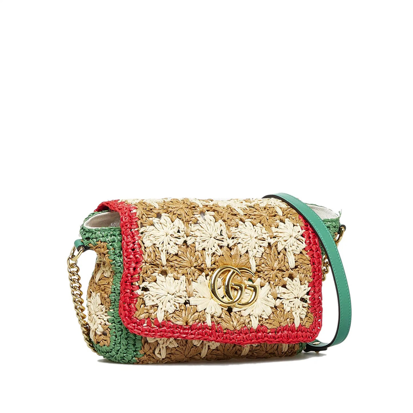 Gucci Small Raffia GG Marmont Crossbody