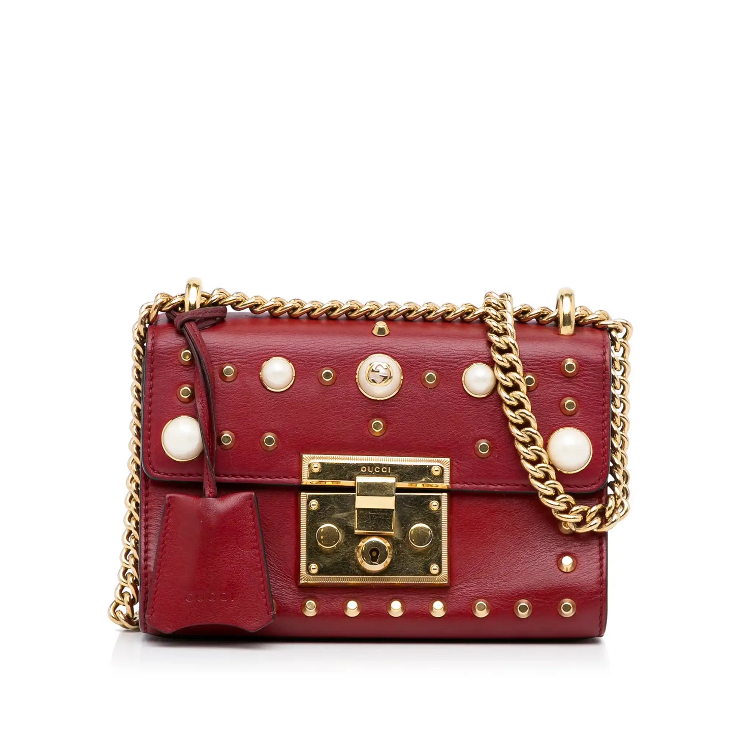 Gucci Small Leather Pearl Studded Padlock Crossbody Bag Previous product Next product