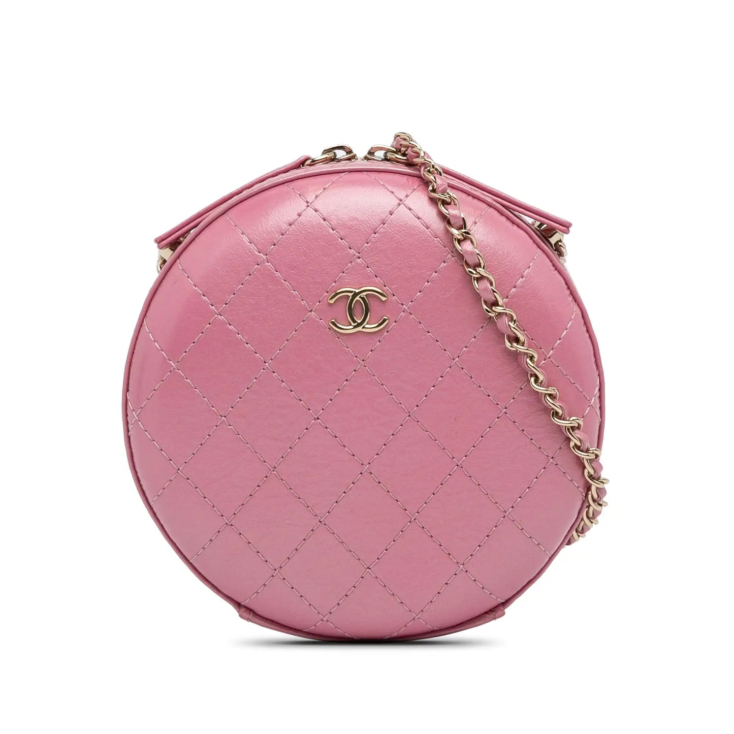 Chanel Lambskin CC Round Chain Crossbody